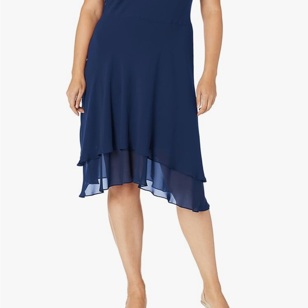 SLNY chiffon plus size two piece embellished dress and jacket - Picture 5 of 6